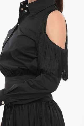 Vestito Chemisier HAZZARD Cold Shoulder con Frange