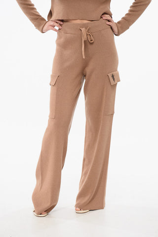 Cashmere-Blend Cargo Trousers with Elastic Waist