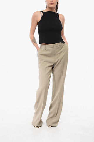 4-Pocketed Virgin Wool Blend Straight Fit Pants