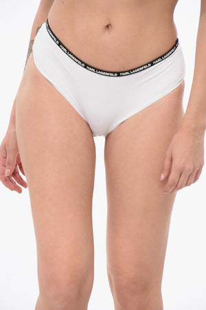 Solid-Color Bikini Brief with Contrasting Logo Band