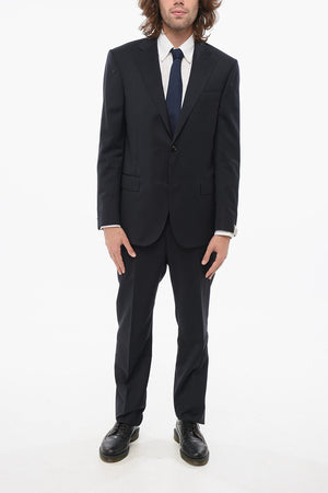 Virgin Wool Side Vents Notch Lapel 2-Button Suit