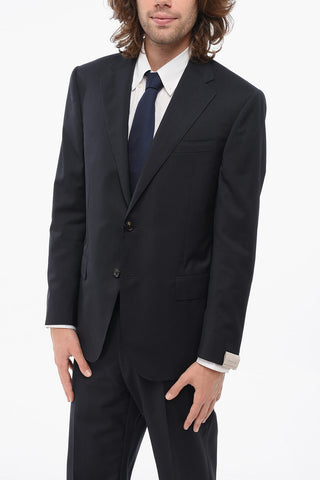 Virgin Wool Side Vents Notch Lapel 2-Button Suit