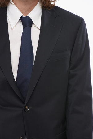 Virgin Wool Side Vents Notch Lapel 2-Button Suit