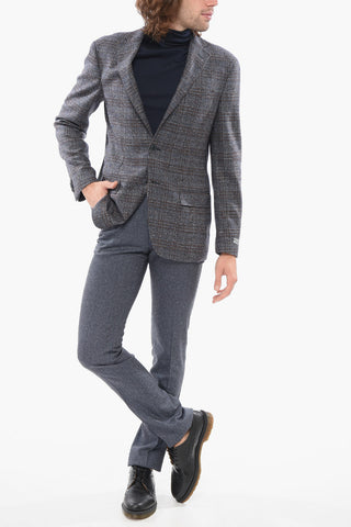 Blazer aus Wolle halbgefüttert im Tartan mit Pattentaschen