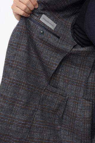 Blazer aus Wolle halbgefüttert im Tartan mit Pattentaschen