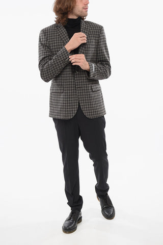 Checked Blazer with Flap Pockets