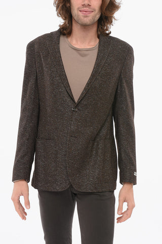 Blazer in Misto Lana con Tasche a Toppa