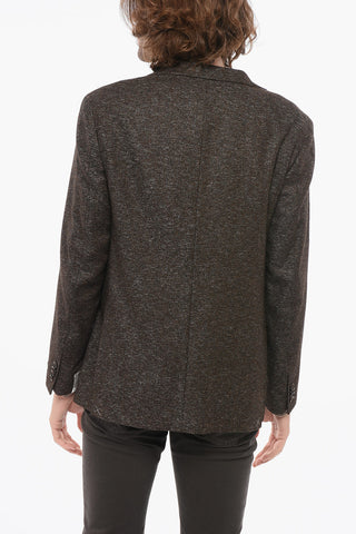 Blazer in Misto Lana con Tasche a Toppa