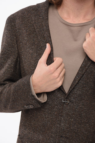 Blazer in Misto Lana con Tasche a Toppa