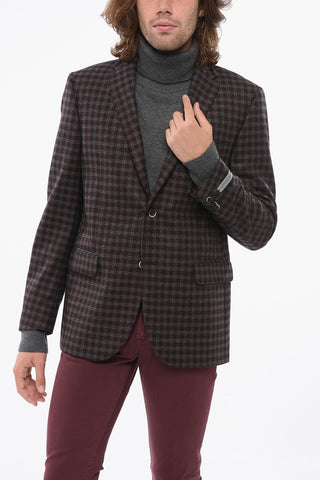 CC Collection Virgin Wool Blazer with Check Pattern