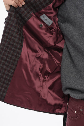 CC Collection Virgin Wool Blazer with Check Pattern
