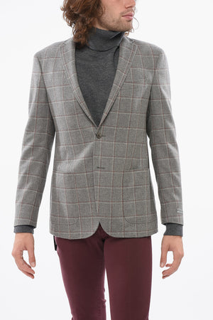 Single-Breasted Wool Checked Blazer