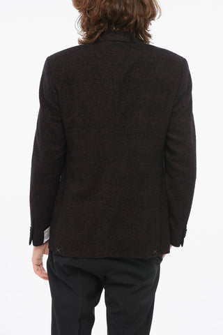 Blazer Aus Wollmischung Mit Flauschigem Glen-Plaid-Muster