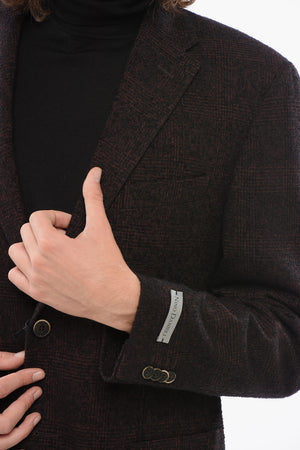 Blazer Misto Lana con Motivo Glen Plaid Fuzzy