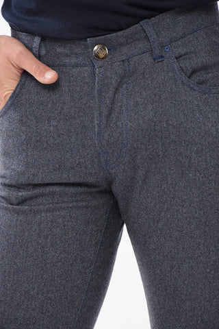 ID Wool Pants with Buttoned Closure