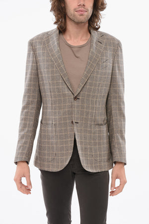 Blazer Monopetto In Seta Semi-foderato A Quadri