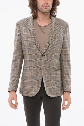 Blazer Monopetto In Seta Semi-foderato A Quadri