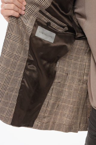 Blazer Monopetto In Seta Semi-foderato A Quadri