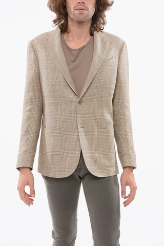 Wool Blend Single Breasted Blazer With Patch Pockets