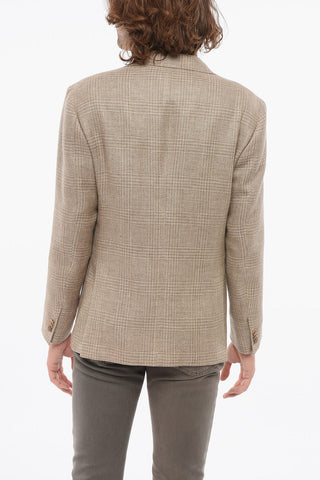 Wool Blend Single Breasted Blazer With Patch Pockets