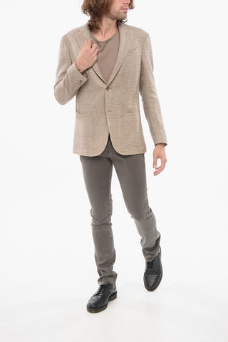 Wool Blend Single Breasted Blazer With Patch Pockets