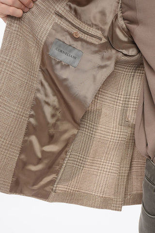 Wool Blend Single Breasted Blazer With Patch Pockets