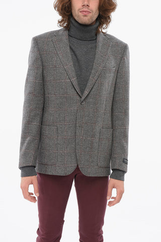 FULL-TIME Checkered Virgin Wool Single Breasted Blazer