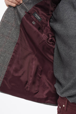 FULL-TIME Checkered Virgin Wool Single Breasted Blazer