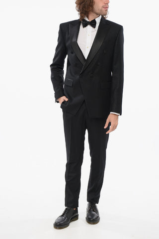CODE Glittery Double-breasted Suit with Satin Lapel