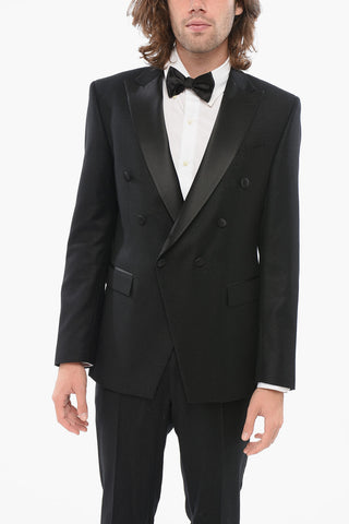 CODE Glittery Double-breasted Suit with Satin Lapel