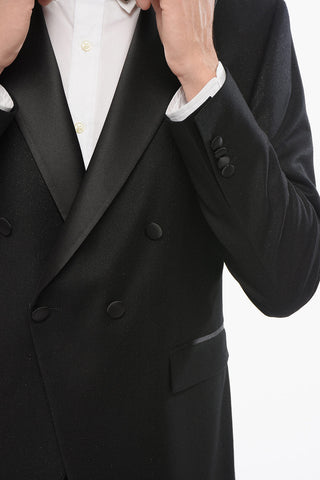 CODE Glittery Double-breasted Suit with Satin Lapel