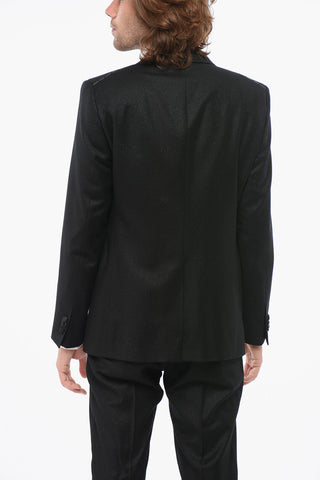 CODE Glittery Double-breasted Suit with Satin Lapel