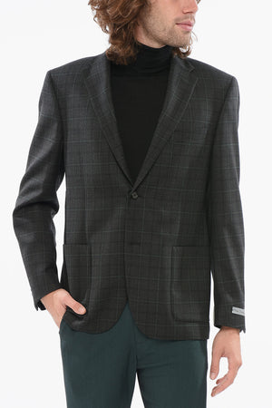 CC Collection Blazer in Lana Vergine con Motivo a Quadri