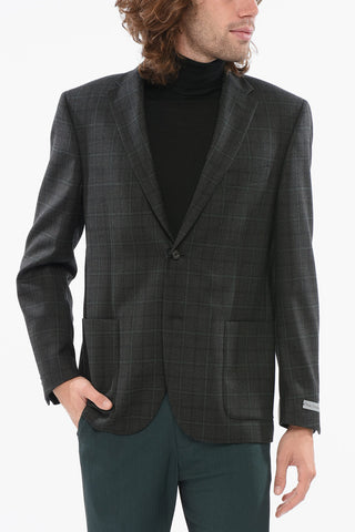 CC Collection Blazer in Lana Vergine con Motivo a Quadri