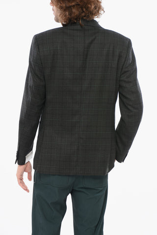 CC Collection Blazer in Lana Vergine con Motivo a Quadri