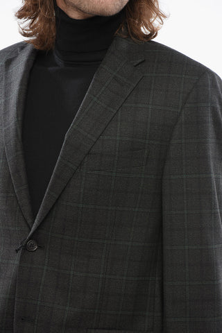 CC Collection Blazer in Lana Vergine con Motivo a Quadri