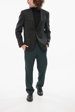 CC Collection Blazer in Lana Vergine con Motivo a Quadri