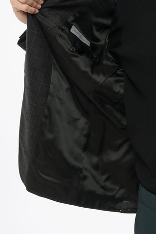 CC Collection Blazer in Lana Vergine con Motivo a Quadri