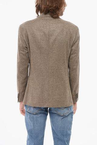 Blended Wool Blazer with Peak Lapel