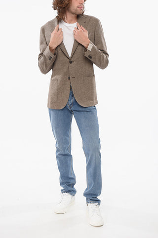 Blazer in Misto Lana con Rever a Lancia