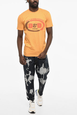 Cotton Crew-neck T-shirt with Frontal Maxi Print