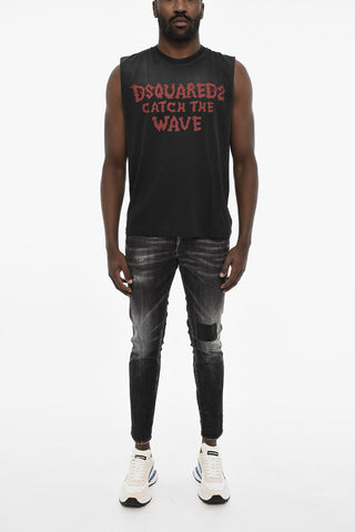 T-shirt Girocollo con Stampa Gotica