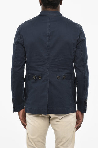 Cotton 4 Buttons Blazer With Logoed Buttons