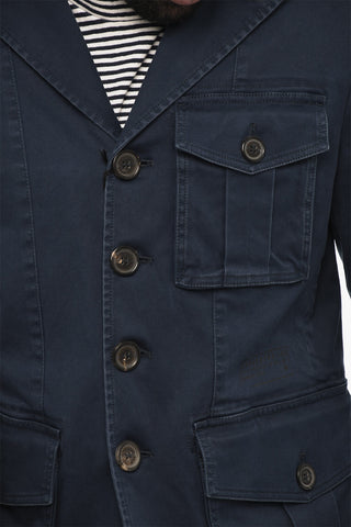 Cotton 4 Buttons Blazer With Logoed Buttons