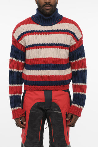 Maglia a Collo Alto Tricolore In Lana E Cashmere