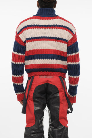 Maglia a Collo Alto Tricolore In Lana E Cashmere