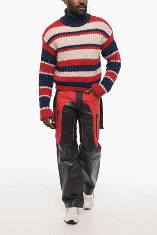Maglia a Collo Alto Tricolore In Lana E Cashmere