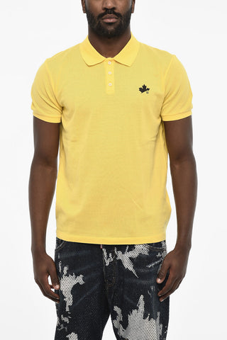 Perforated TENNIS LEAF Polo Shirt with 3 - Buttons
