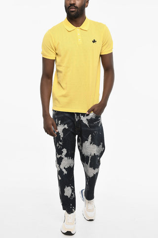 Perforated TENNIS LEAF Polo Shirt with 3 - Buttons