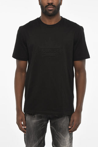 Cotton Crew-neck T-shirt with Tone on Tone Logo
